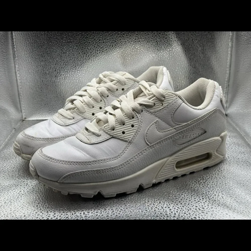 RARE Size 7.5 - Nike Men's Air‎ Max 90 Leather 'Triple White CZ5594-100